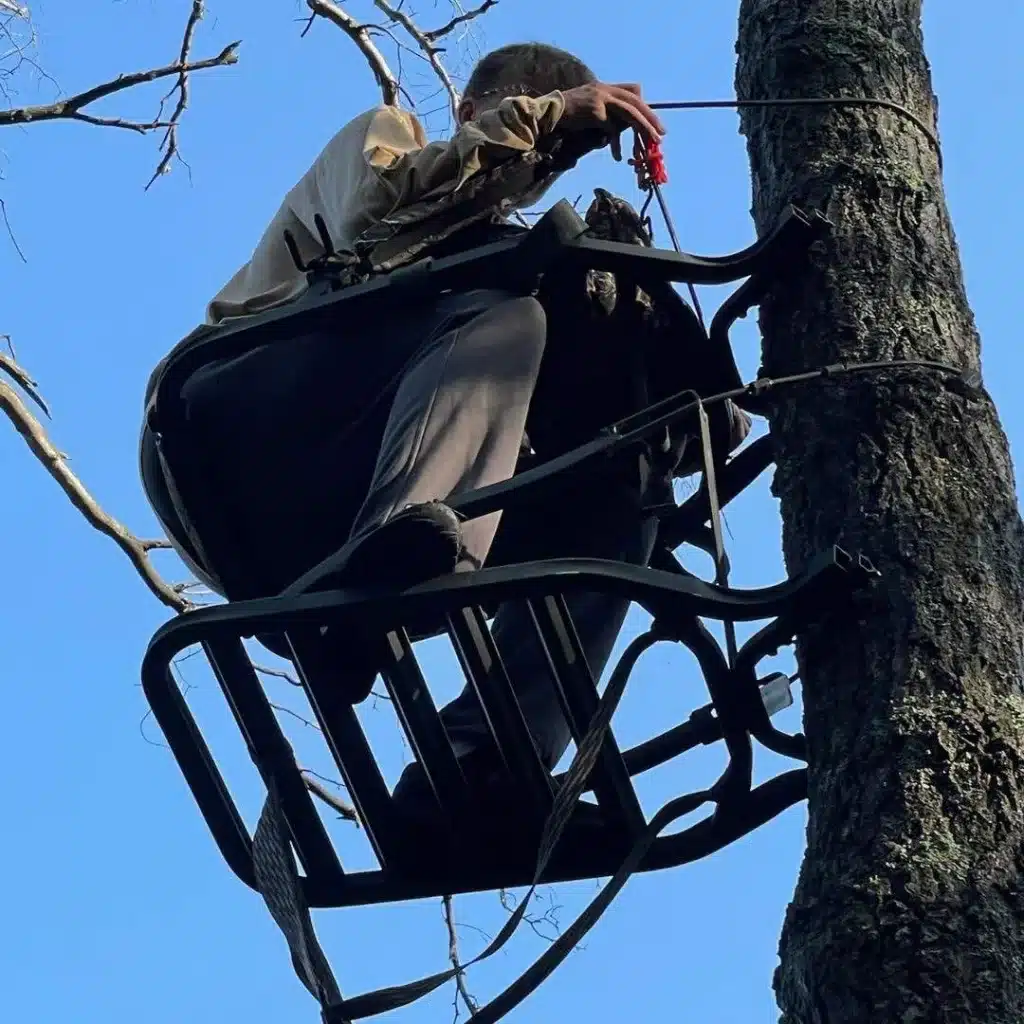 A climber tree stand for bow hunting.