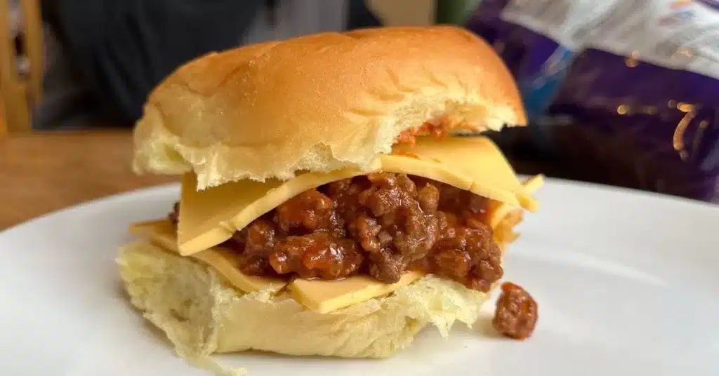 Venison Sloppy Joe on a bun with cheese
