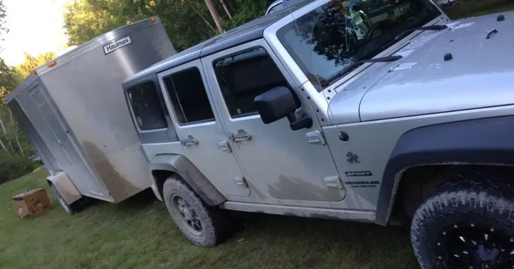 Jeep and trailer in Canada