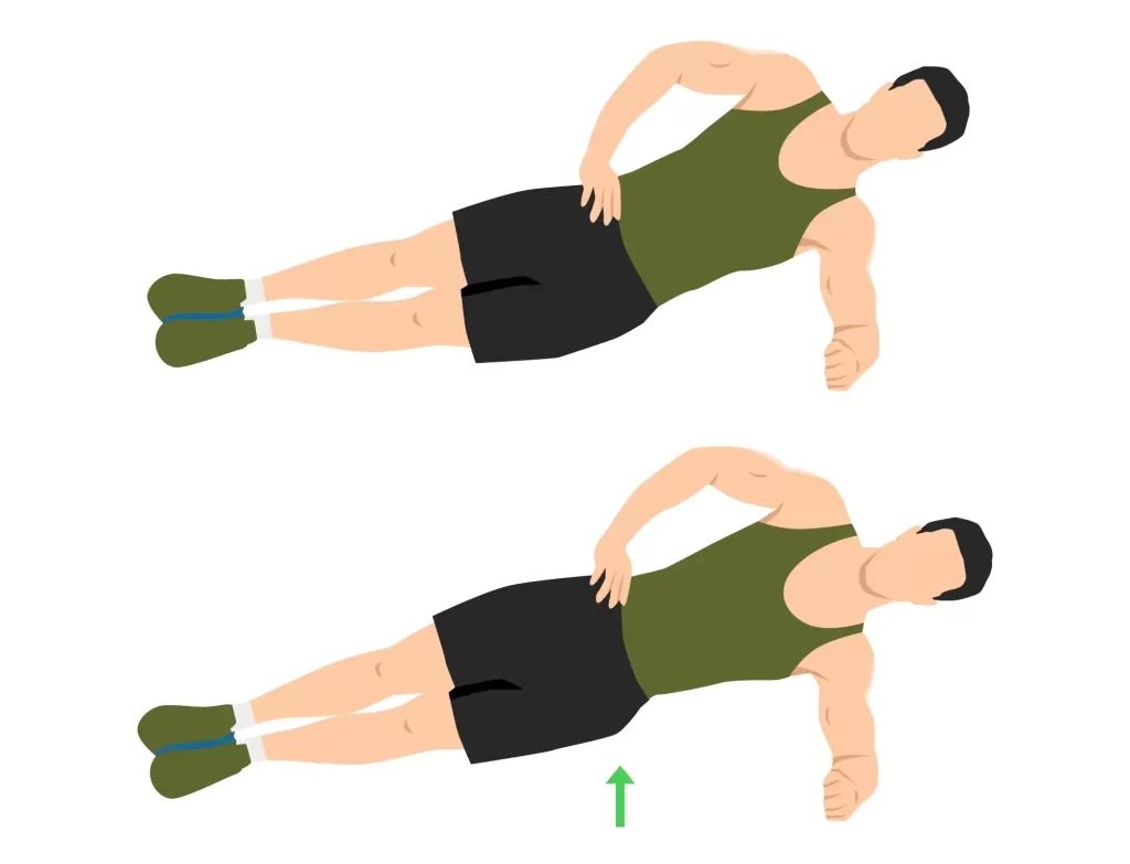 Illustration of athlete demonstrating side plank dips